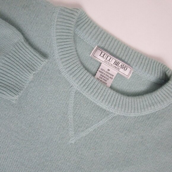Blue CASHMERE Sweateshirt Pullover Knit Sweater Cuddly Luxury - Picture 7 of 12